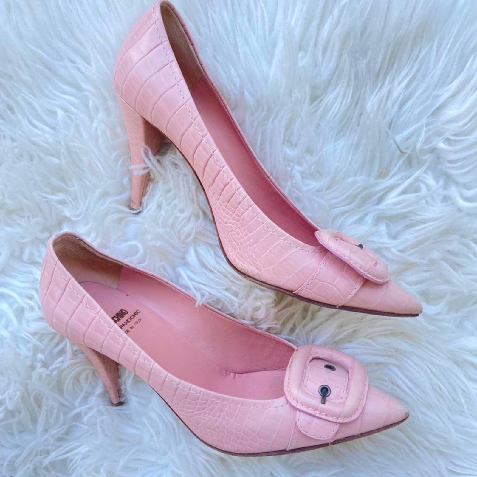 Authentic Pink Moschino Buckle Heels Size 36